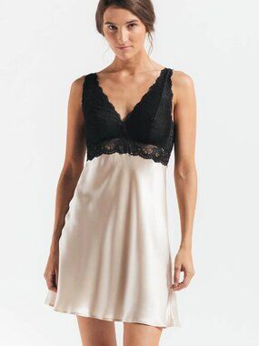 Luxurious Silk Bust Support Chemise in Champagne!